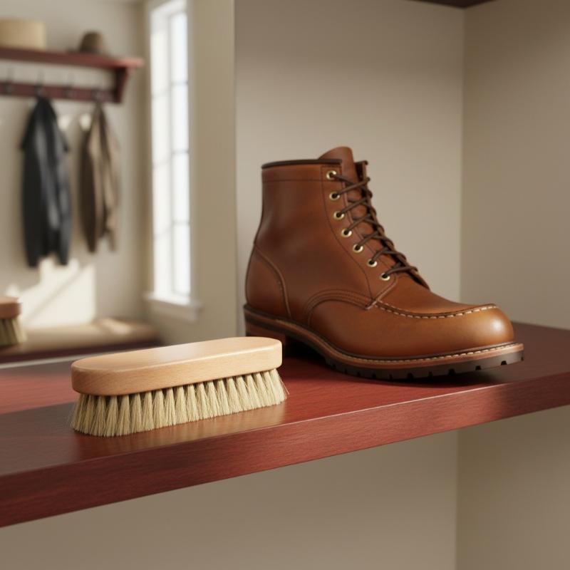 1PC 木製靴ブラシ馬毛の優しいケア革靴のクリーニングと研磨 - Shoe Cleaning Brush のレビューと価格