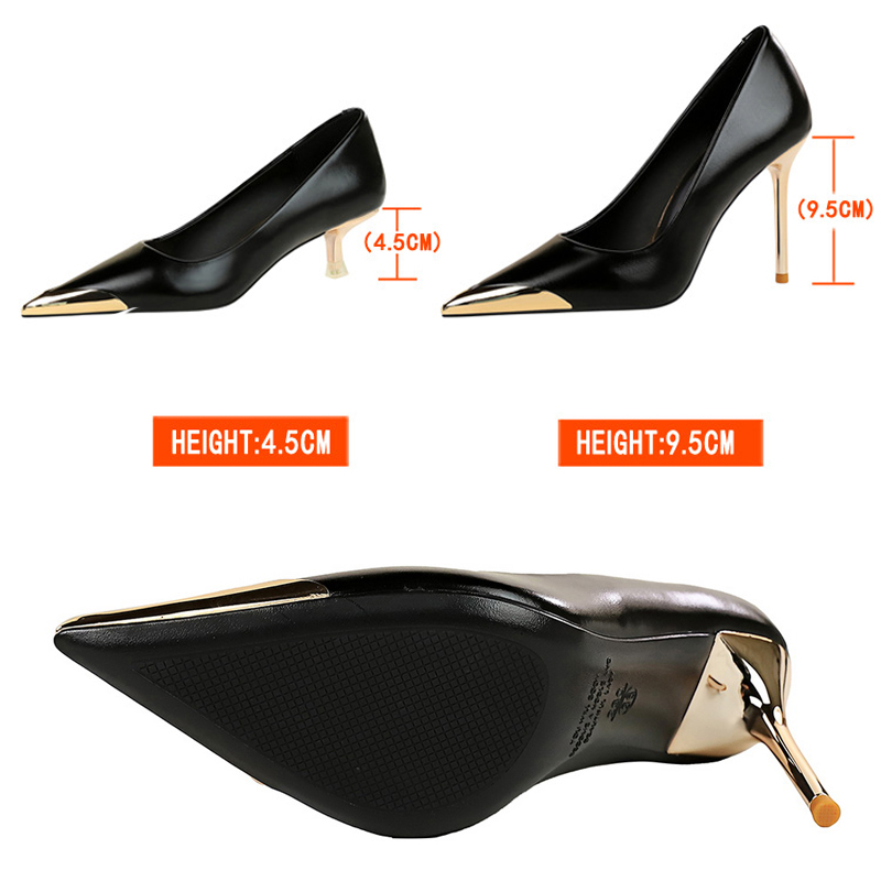 BIGTREE 靴レトロハイヒール金属尖った先端女性パンプス - Shoe Tree のレビューと価格