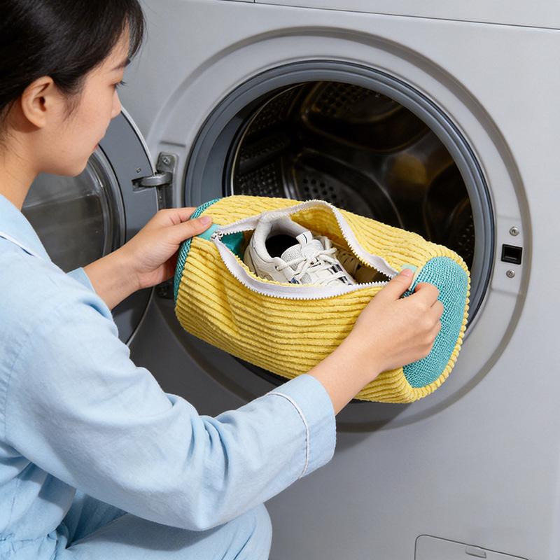 柔らかいブラシ付きの洗濯機用シューズ洗濯バッグ。型崩れしにく - Shoe Cleaning Brush のレビューと価格